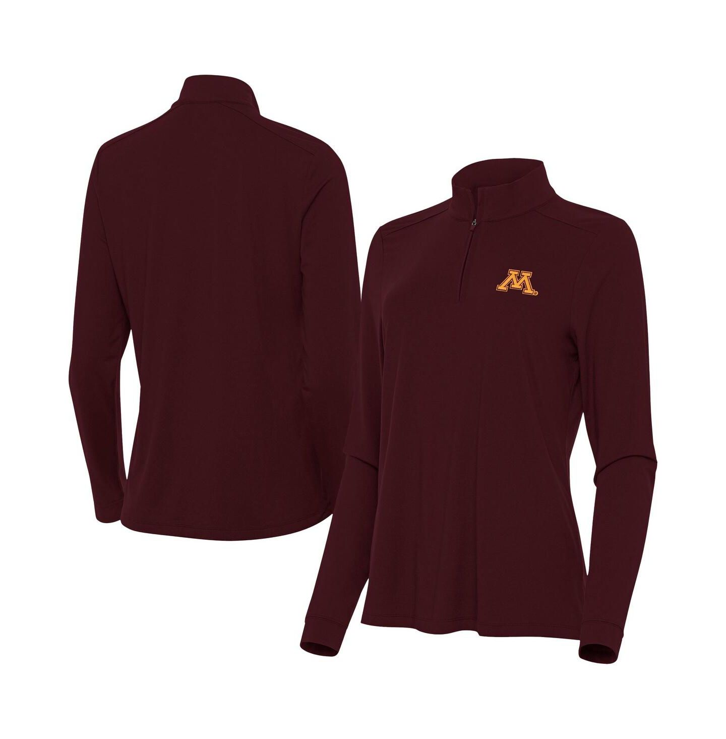 Женская толстовка Antigua Maroon Minnesota Golden Gophers Intent Quarter-Zip — фото 1