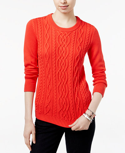 Tommy Hilfiger Lucy Cable-Knit Sweater, Only at Macy's - Sweaters ...