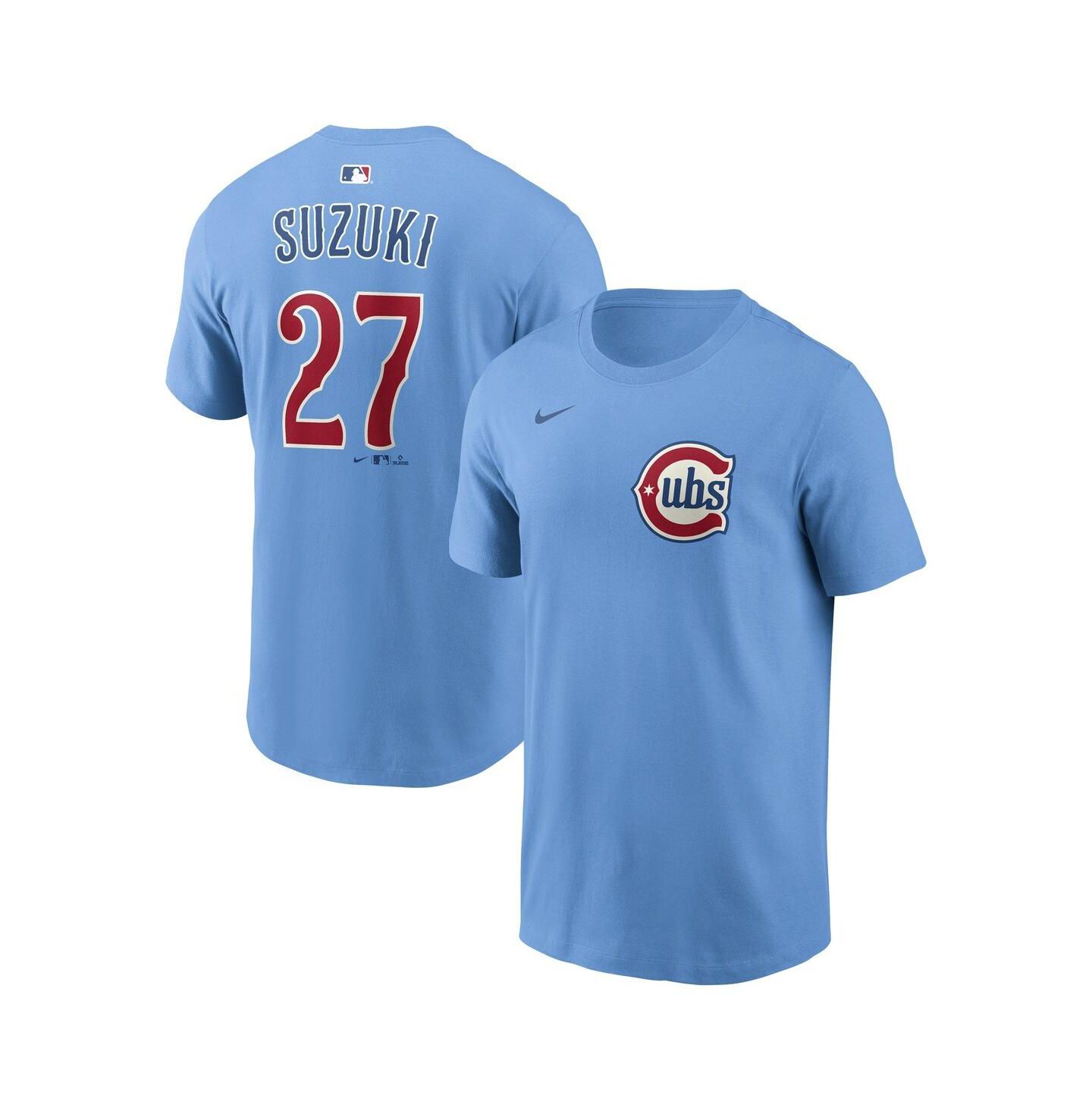 Мужская футболка Nike Seiya Suzuki Light Blue Chicago Cubs Name & Number — фото 1