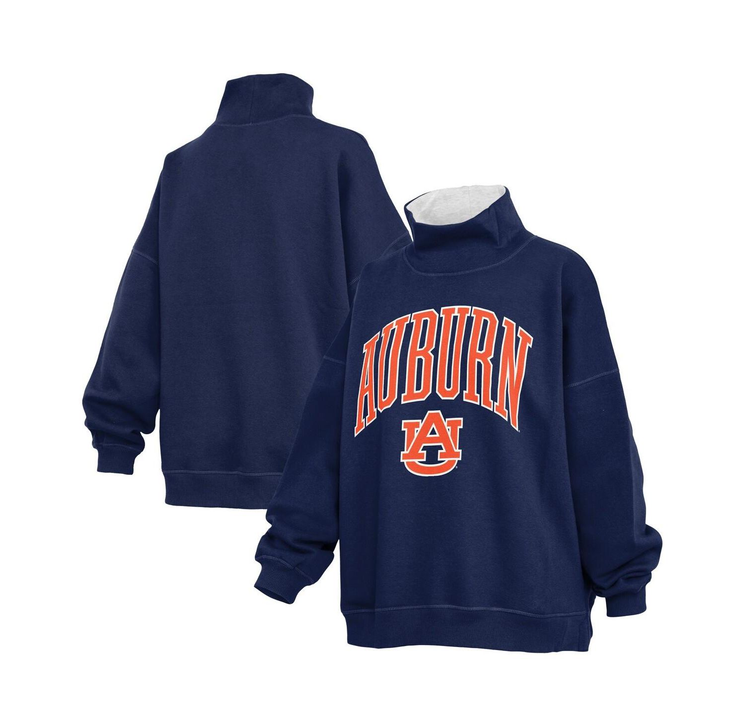 Women's Navy Auburn Tigers Oversized Mock Neck Sweatshirt