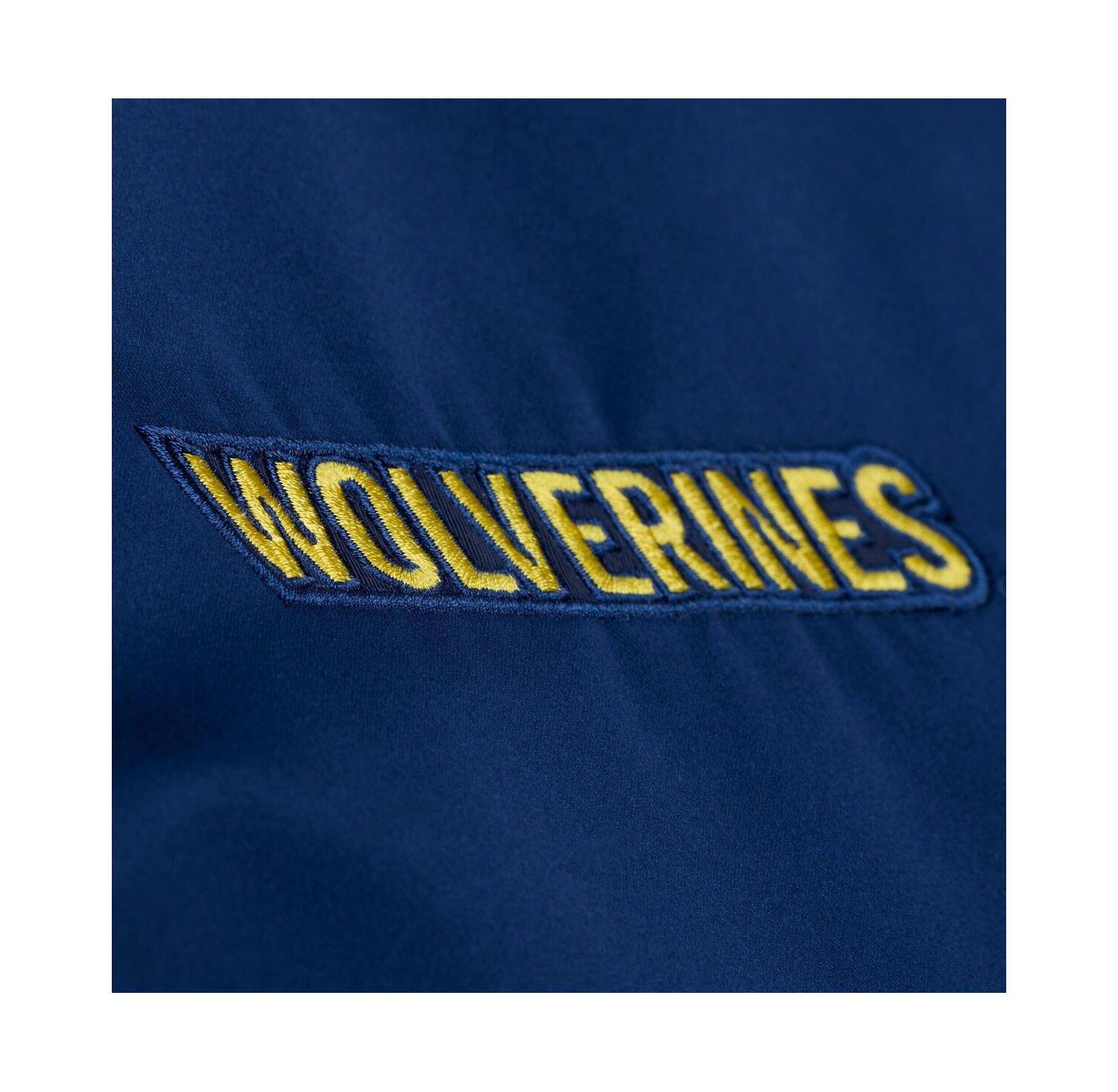 Men's Navy Michigan Wolverines Double Clutch Lightweight Satin Full-Snap Jacket