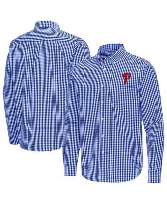 Men's Royal Philadelphia Phillies Ellis Woven Tri-Blend Button-Down Shirt