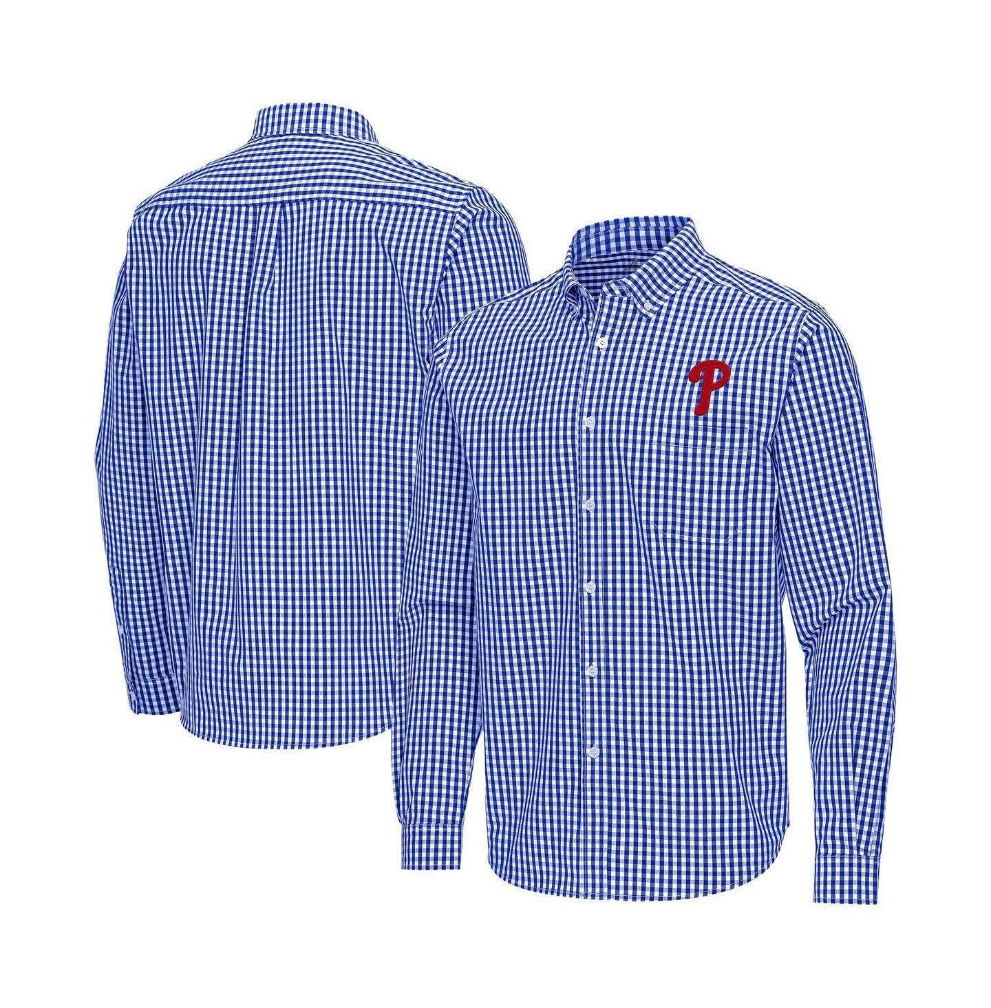 Мужская рубашка Antigua Royal Philadelphia Phillies Ellis Woven Tri-Blend Button-Down — фото 1