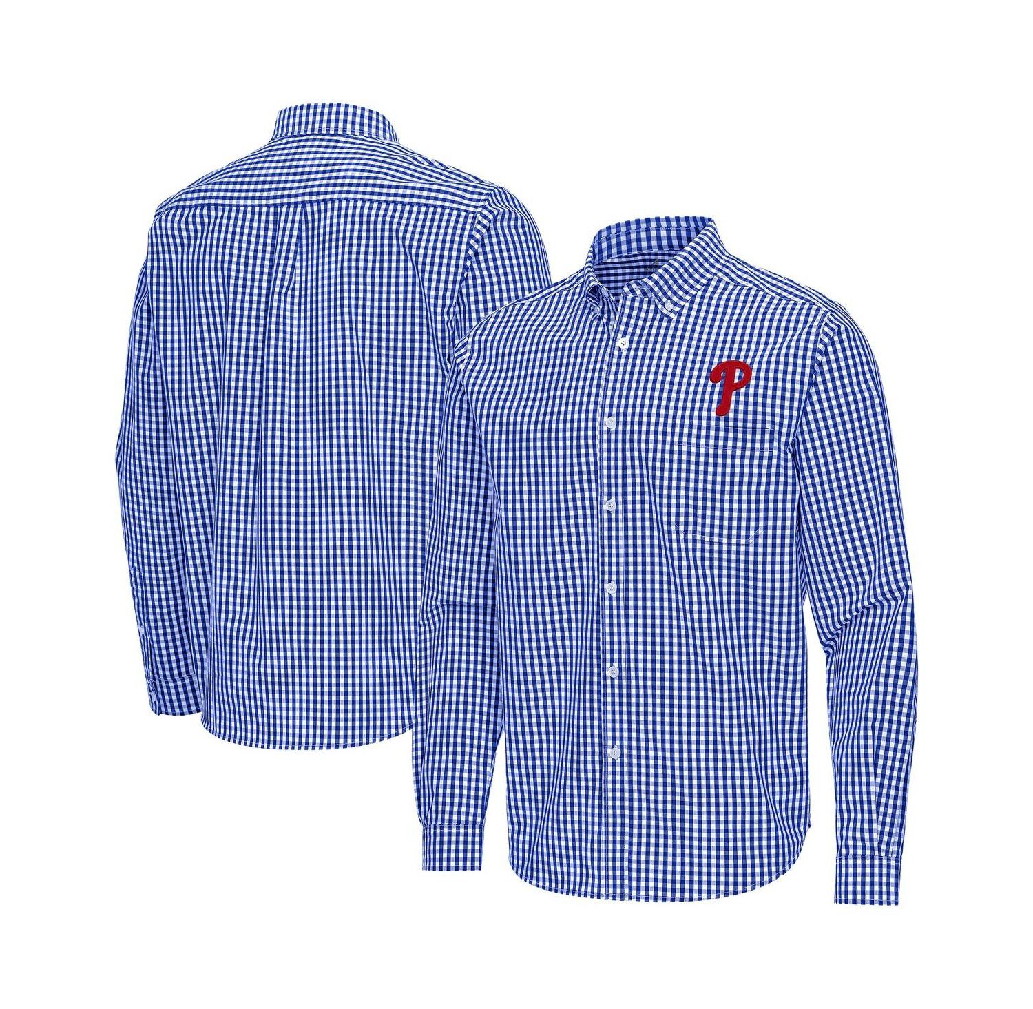 Men's Royal Philadelphia Phillies Ellis Woven Tri-Blend Button-Down Shirt
