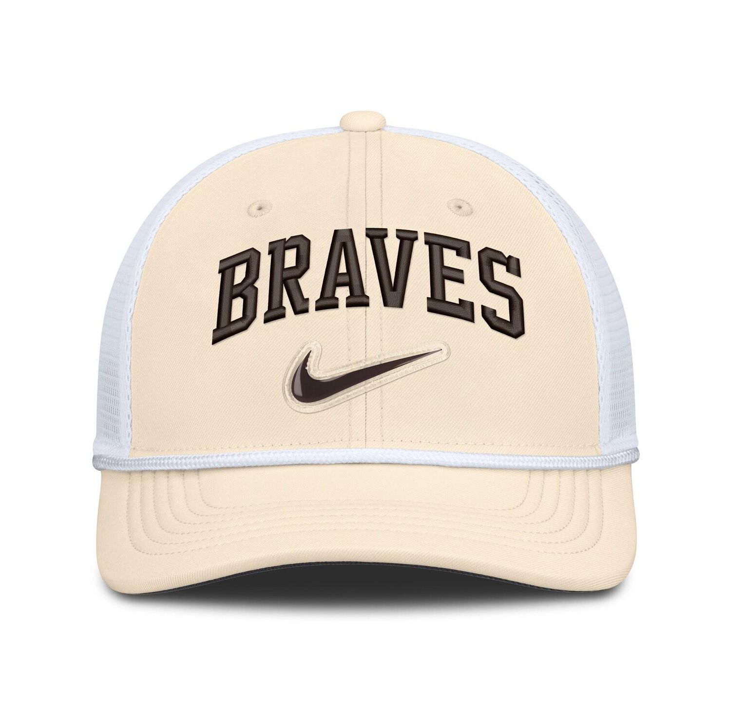 Men's Natural/White Atlanta Braves Rise Dri-FIT Trucker Adjustable Hat