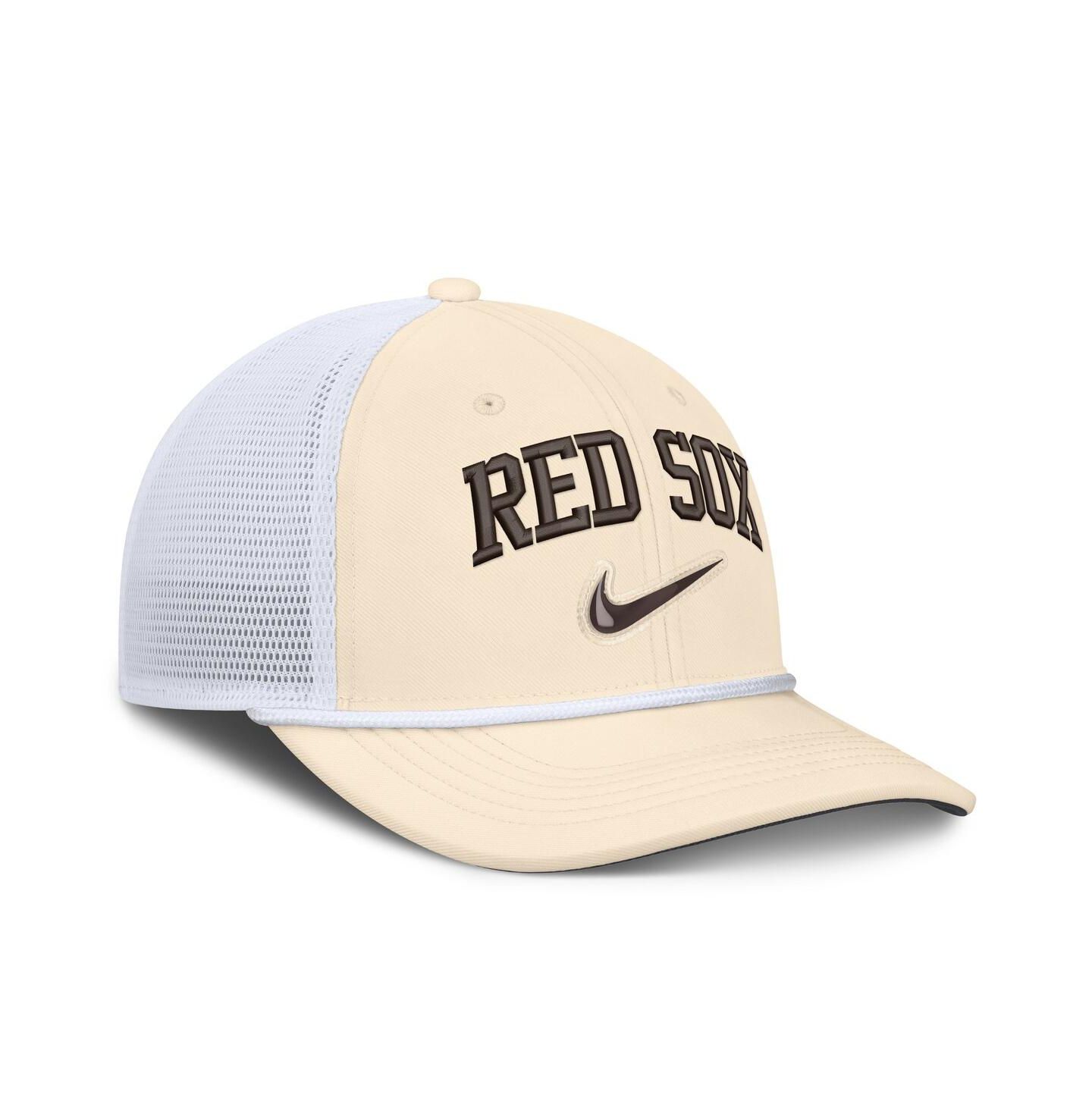 Мужская кепка Nike Natural/White Boston Red Sox Rise Dri-FIT Trucker Adjustable Hat — фото 3