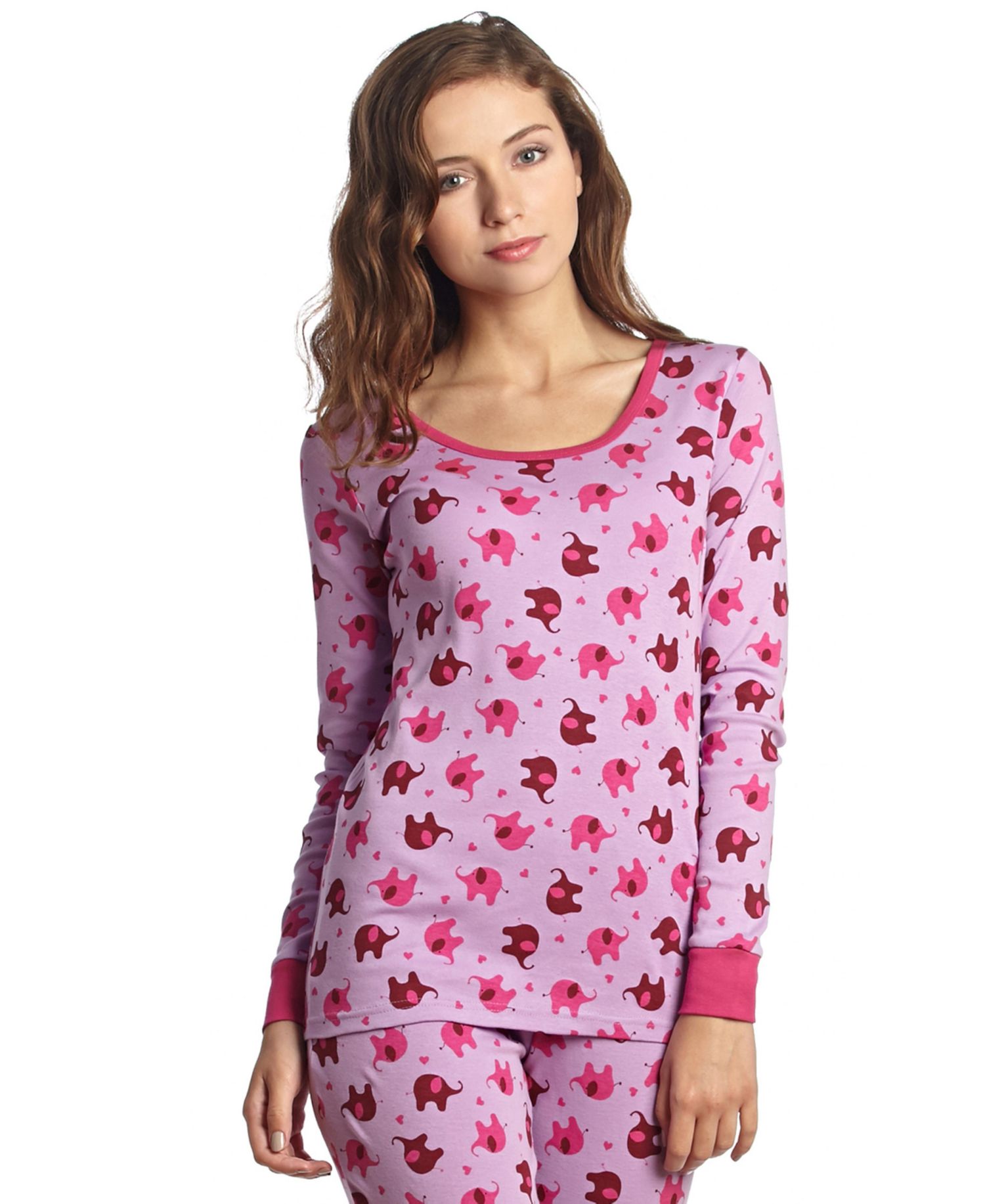 Women's Matching Family Two-Piece Cotton Long Sleeve Shirt and Pants Print Pajamas