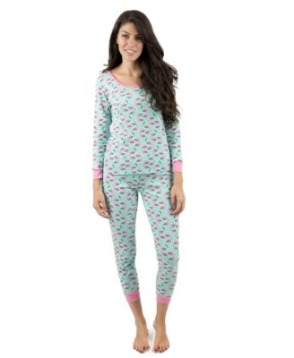 Women's Matching Family Two-Piece Cotton Long Sleeve Shirt and Pants Print Pajamas