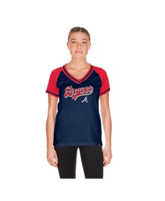 Women's Navy Atlanta Braves Gameday V-Neck T-Shirt