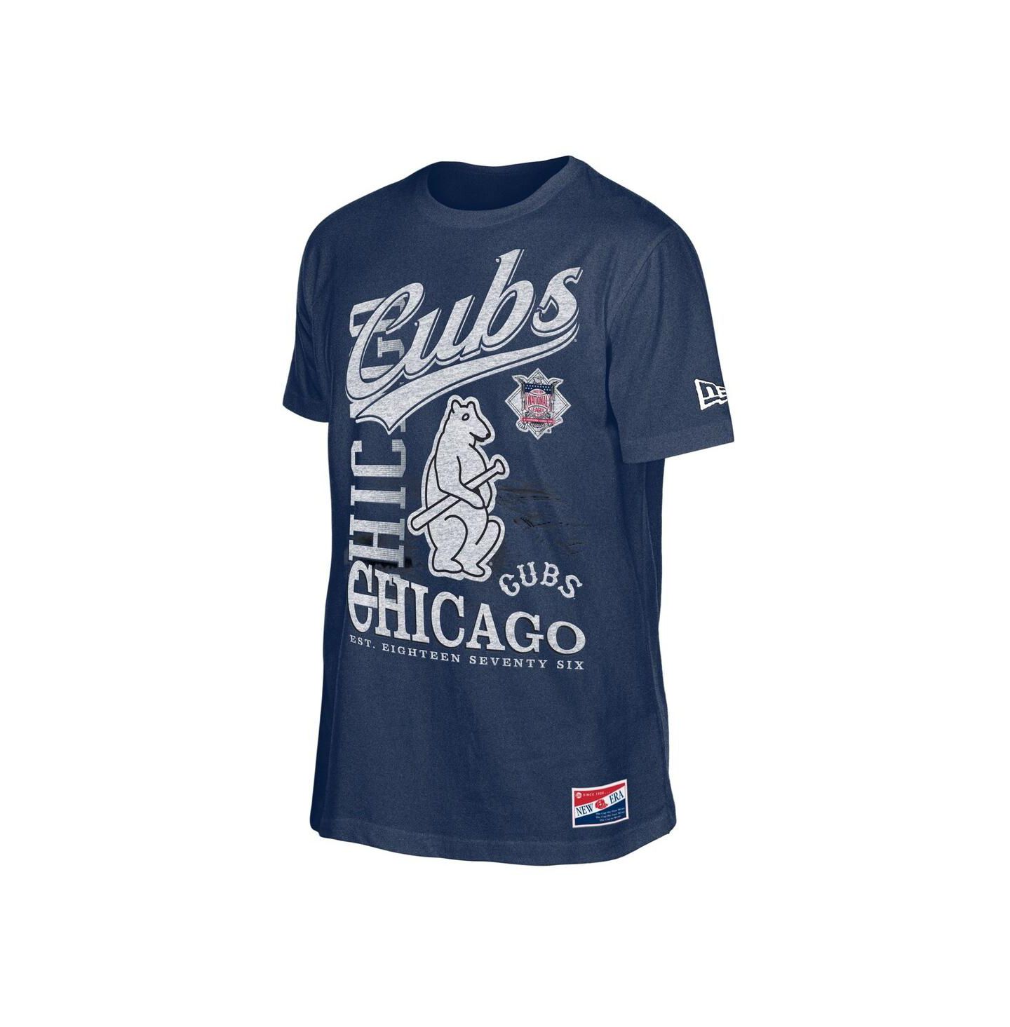 Мужская футболка New Era Navy Chicago Cubs Oversized Throwback Distressed — фото 3