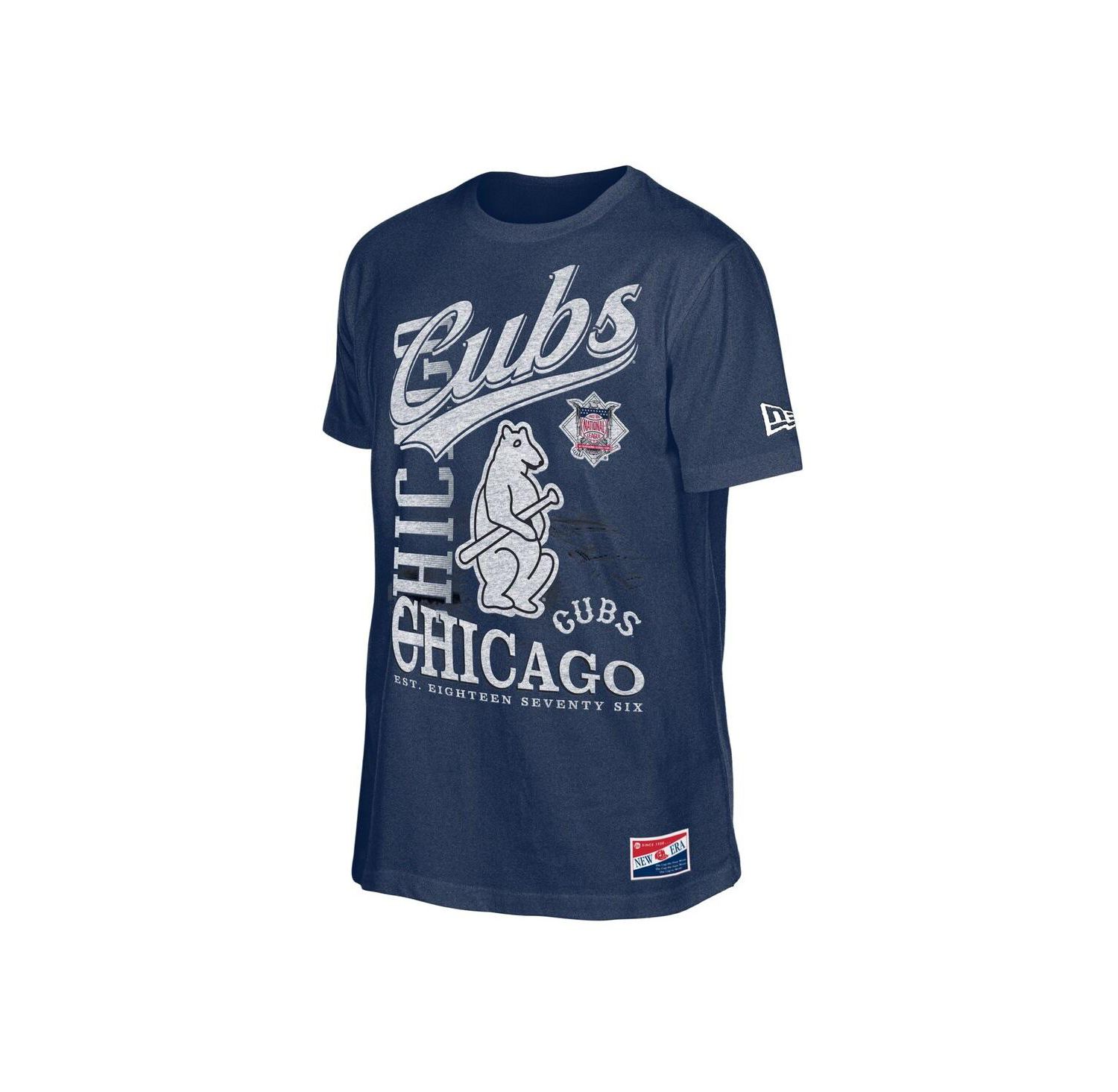 Men's Navy Chicago Cubs Oversized Throwback Distressed T-Shirt