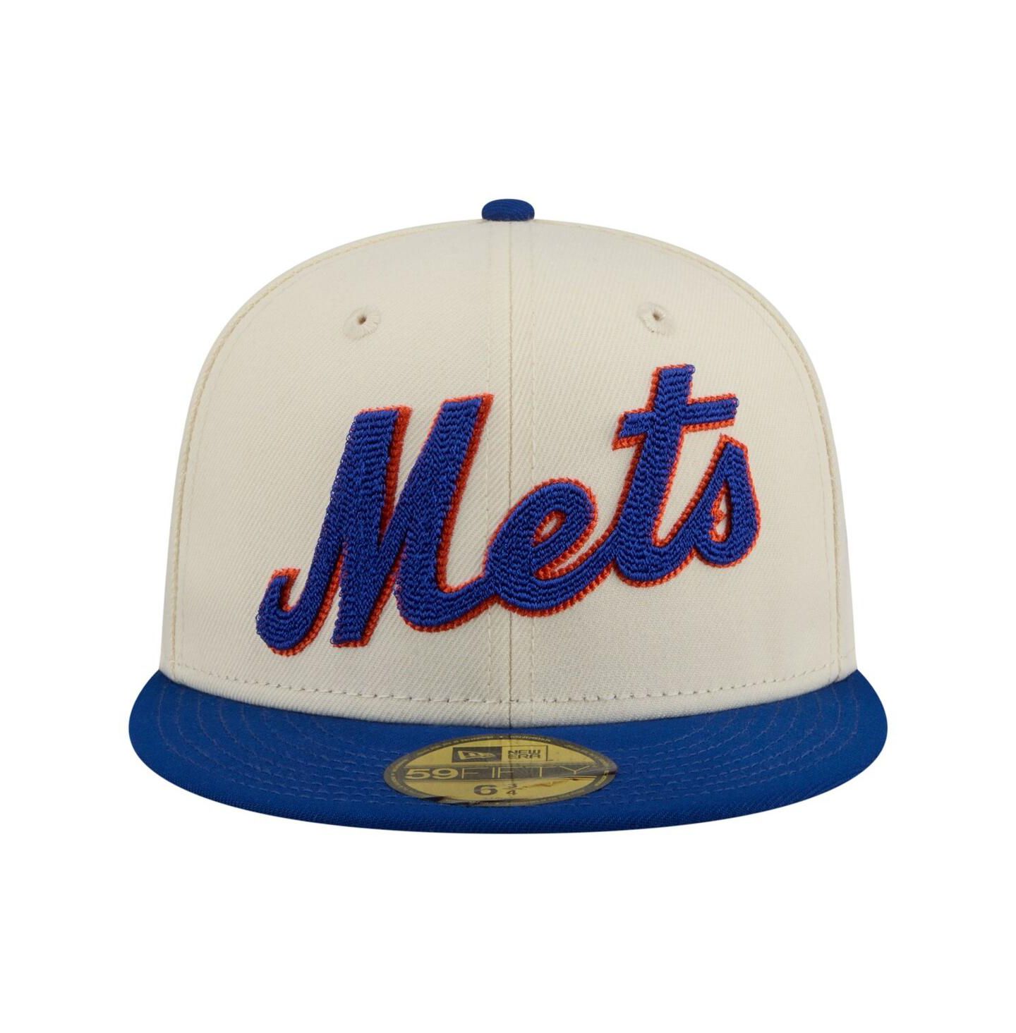 Мужская кепка New Era Cream New York Mets Two-Tone Stitch 59FIFTY Fitted Hat — фото 2