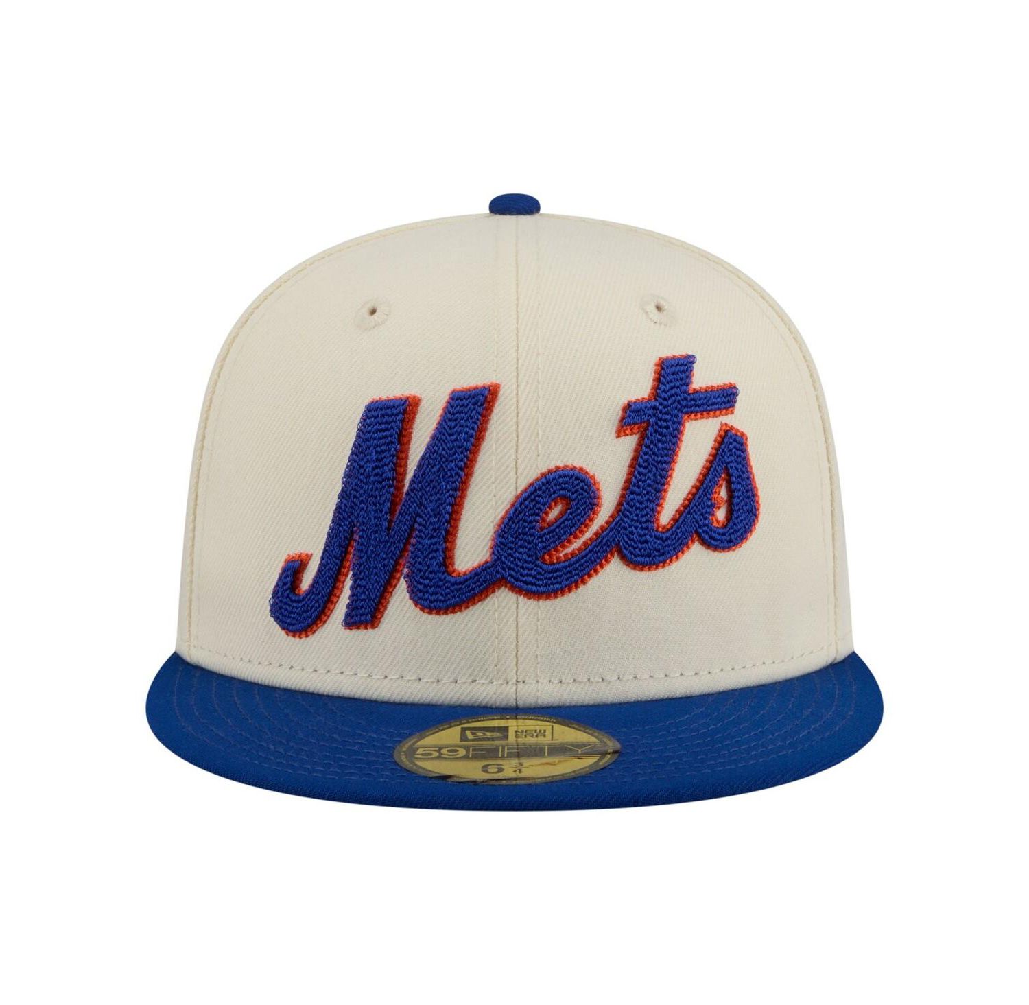 Men's Cream New York Mets Two-Tone Stitch 59FIFTY Fitted Hat