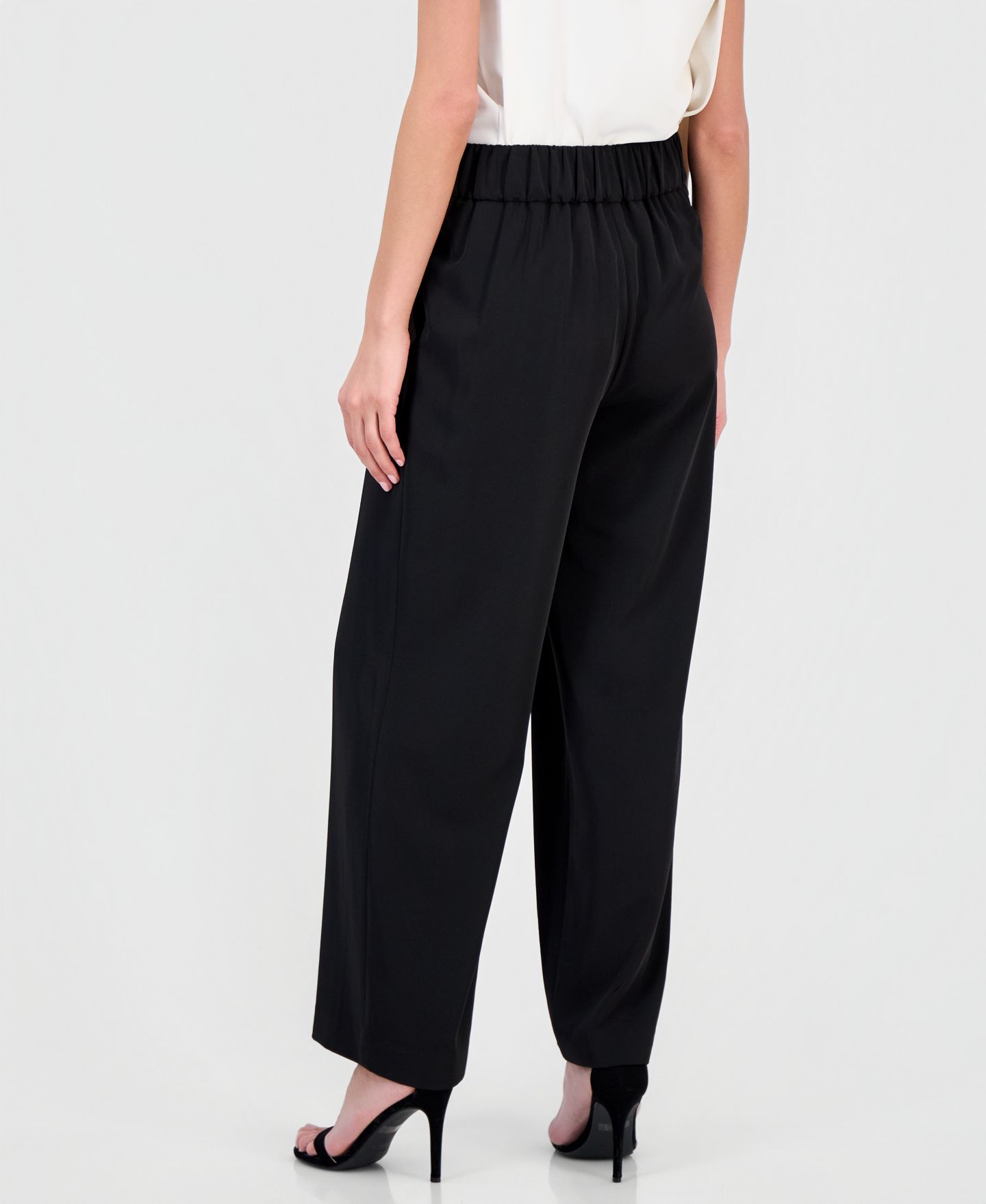 Женские брюки Anne Klein Pull-On High-Rise Pleated, цвет: Чёрный — фото 2