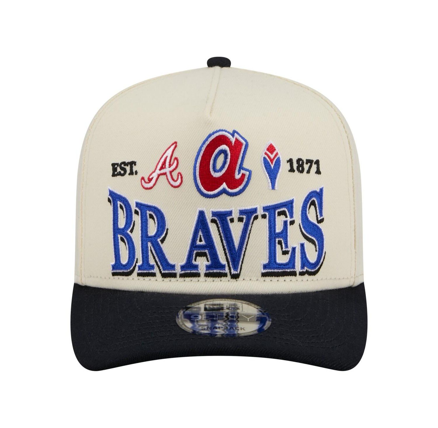Men's Cream Atlanta Braves Throwback Tri-Hit A-Frame 9FIFTY Adjustable Hat