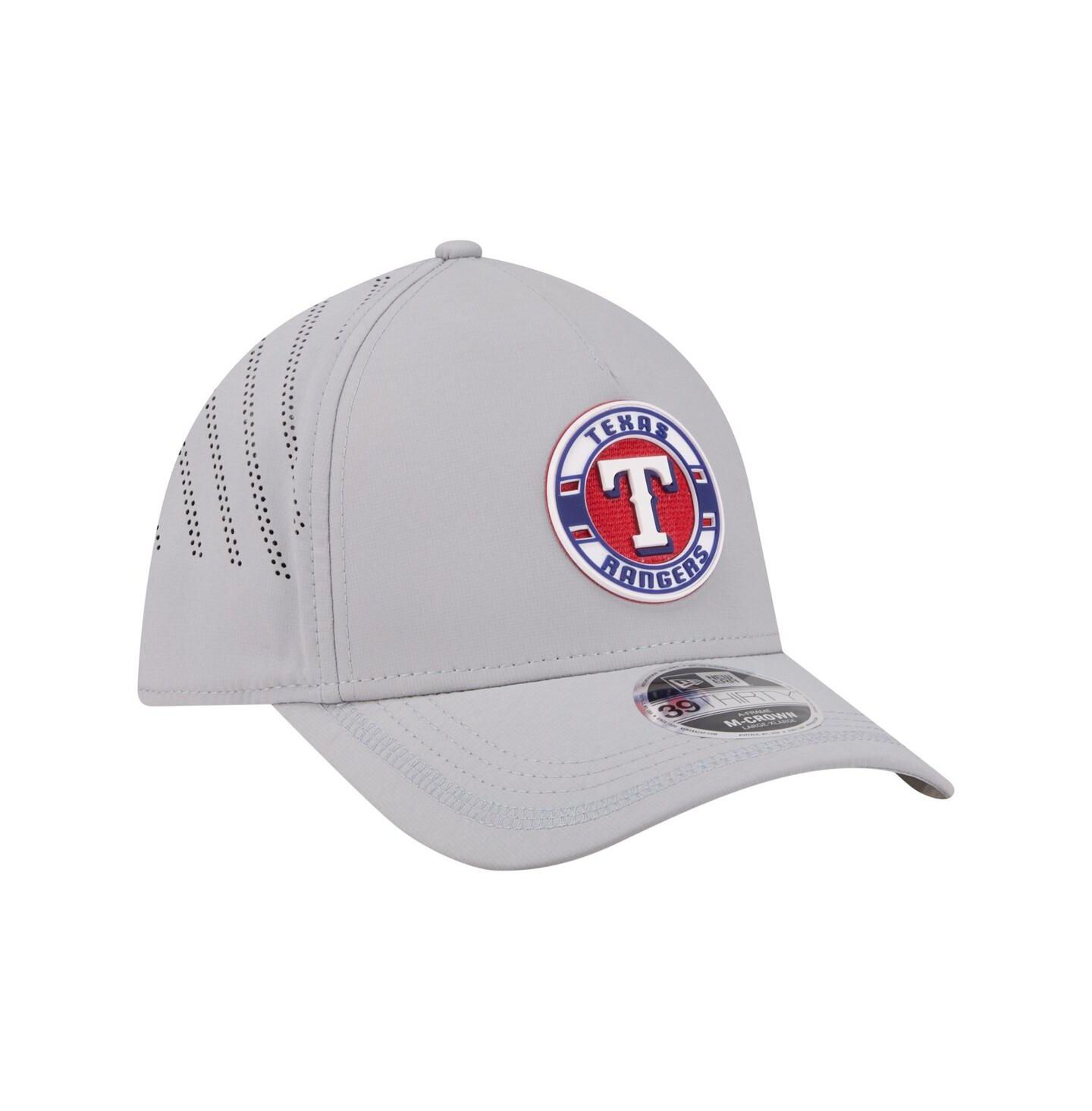 Мужская кепка New Era Gray Texas Rangers Patch 39THIRTY A-Frame M-Crown Perforated Flex Hat — фото 3