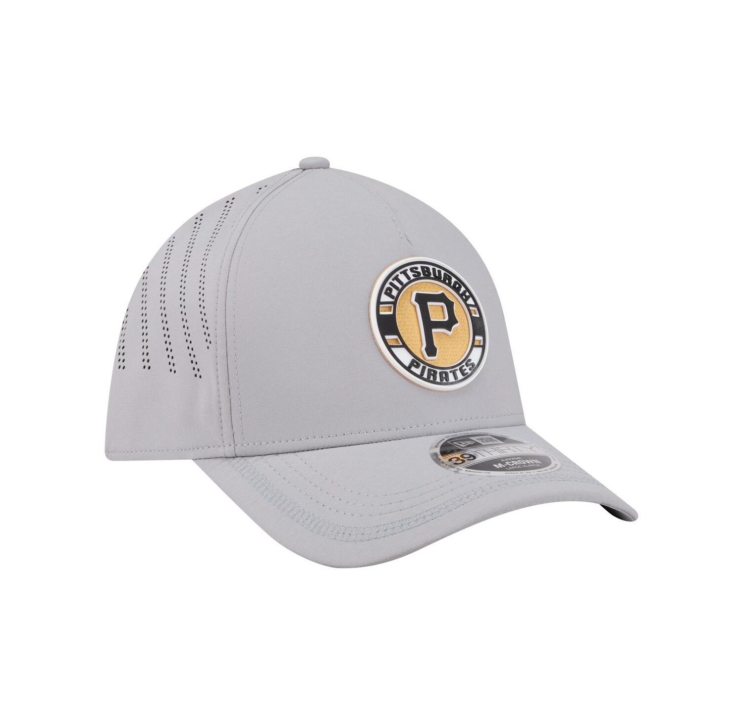 Men's Gray Pittsburgh Pirates Patch 39THIRTY A-Frame M-Crown Perforated Flex Hat