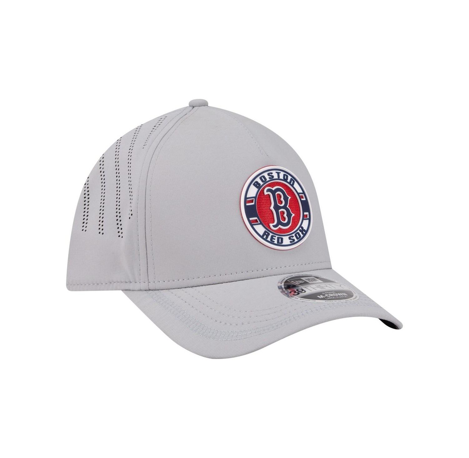 Men's Gray Boston Red Sox Patch 39THIRTY A-Frame M-Crown Perforated Flex Hat