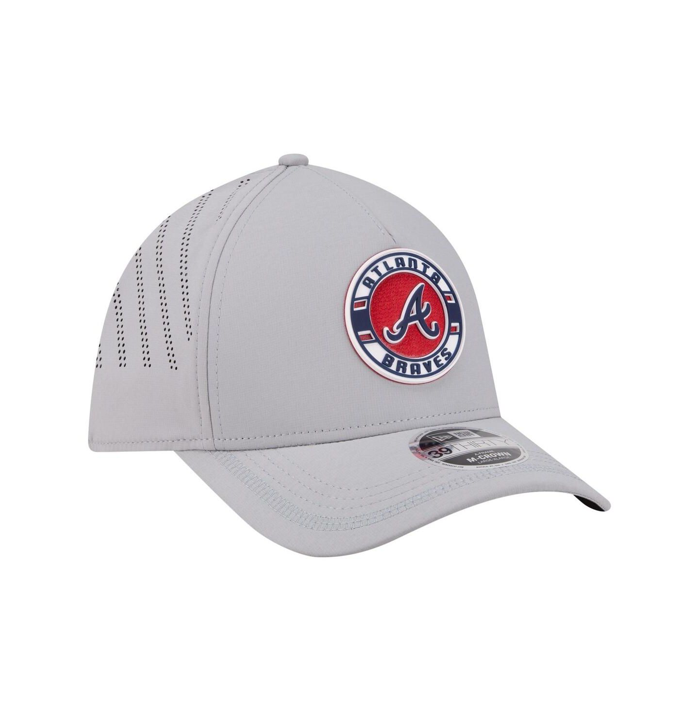Мужская кепка New Era Gray Atlanta Braves Patch 39THIRTY A-Frame M-Crown Perforated Flex Hat — фото 3
