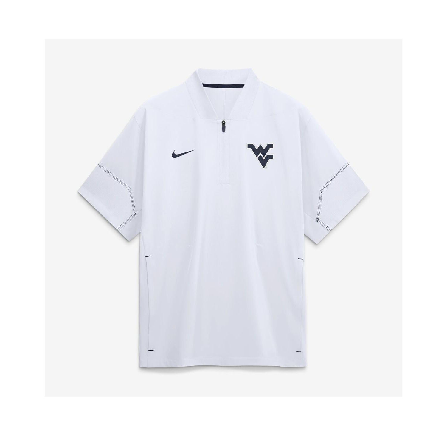 Men's White West Virginia Mountaineers 2026 Sideline Short Sleeve Quarter-Zip Coach Jacket
