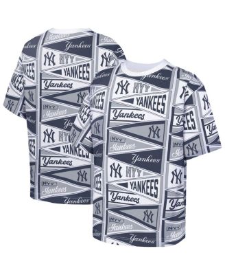 Big Boys and Girls Navy New York Yankees All-Over Pennant T-Shirt