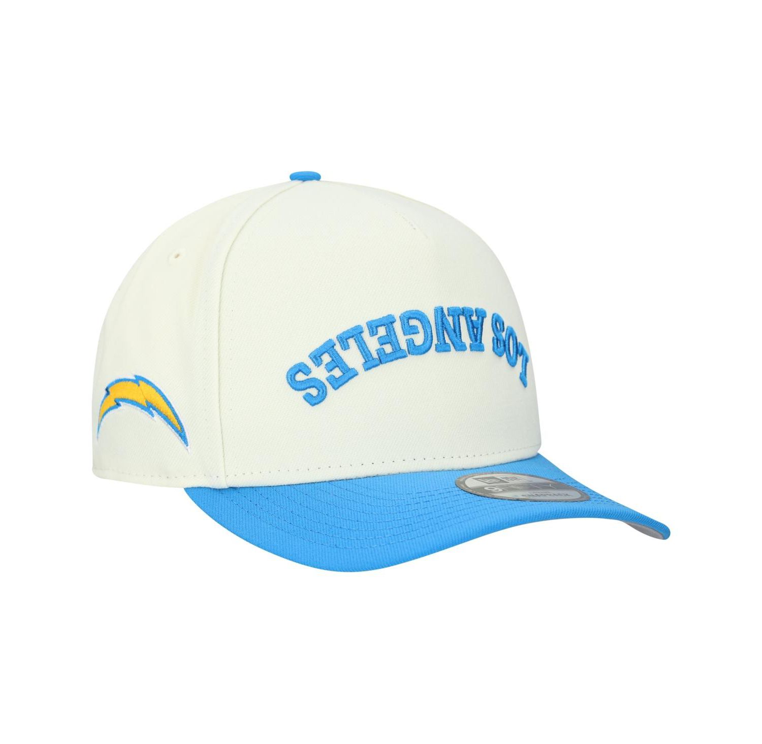 Men's Cream Los Angeles Chargers Upside Down 9FIFTY A-Frame Snapback Hat