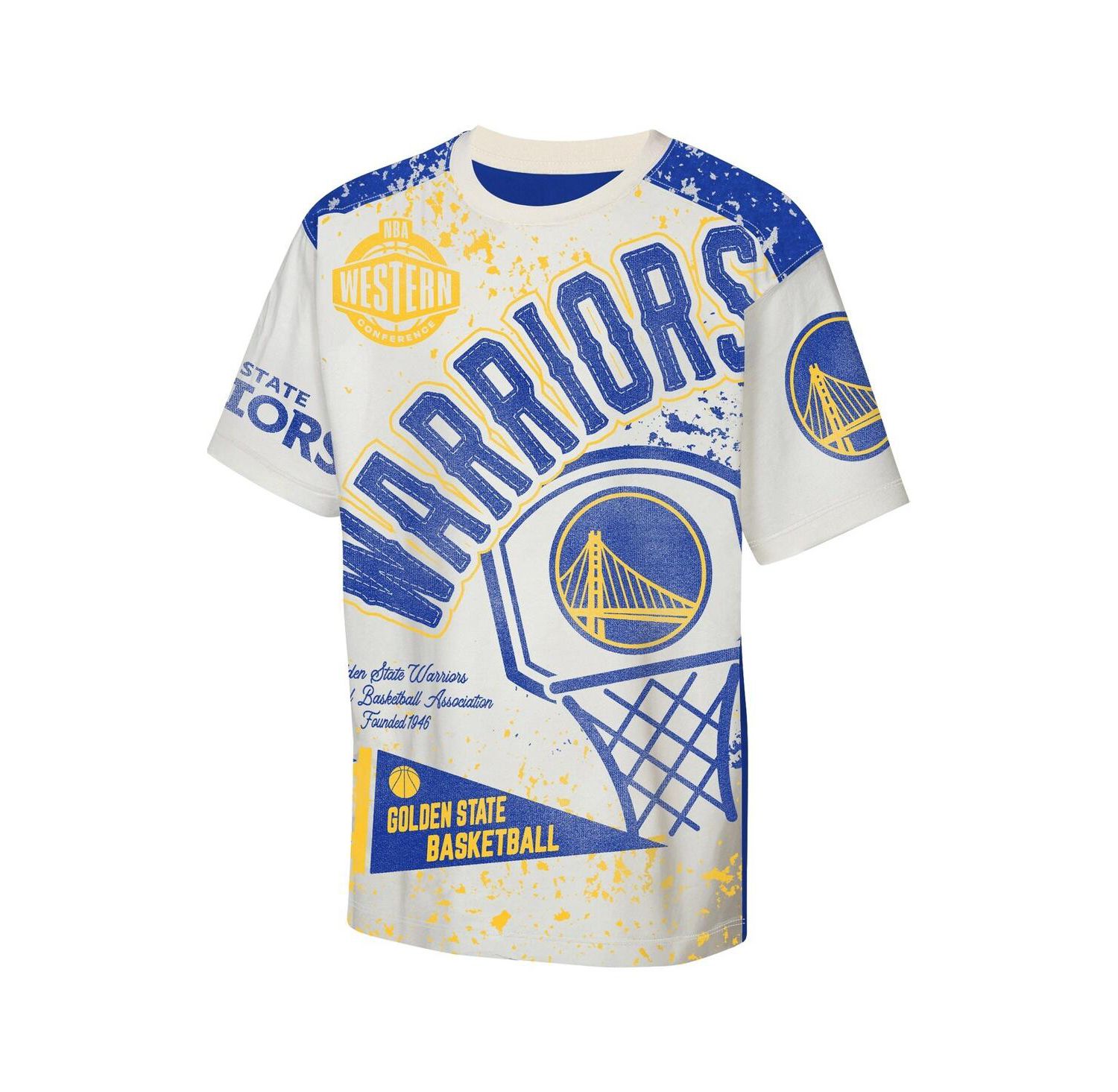 Big Boys and Girls White Golden State Warriors Top Player All-Over-Print T-Shirt