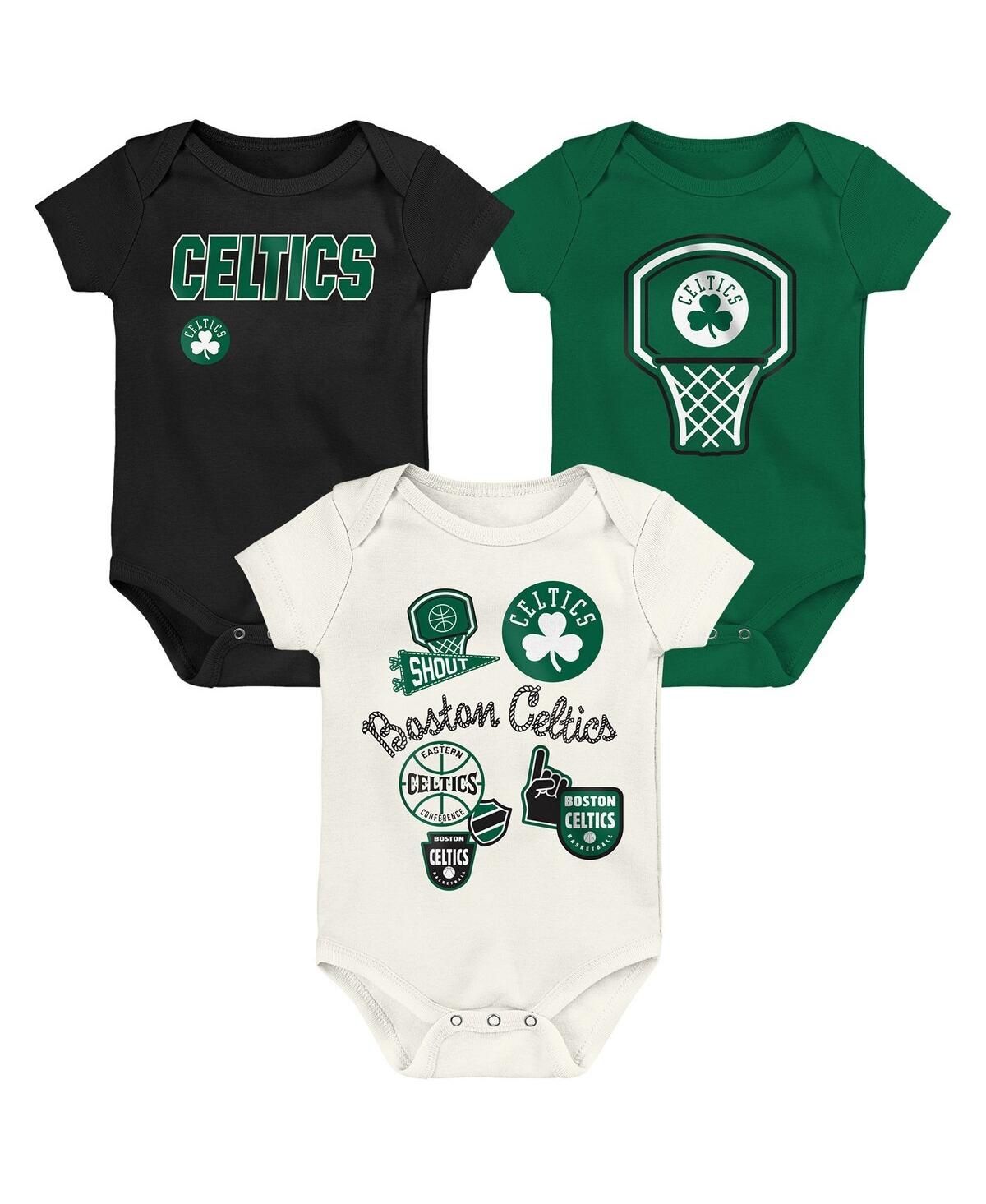 Outerstuff Baby Boys And Girls 3-pack Boston Celtics Littlest Player Bodysuit Set In Green