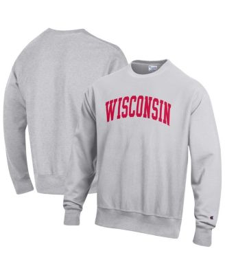 Men's Gray Wisconsin Badgers Reverse Weave Fleece Sweatshirt