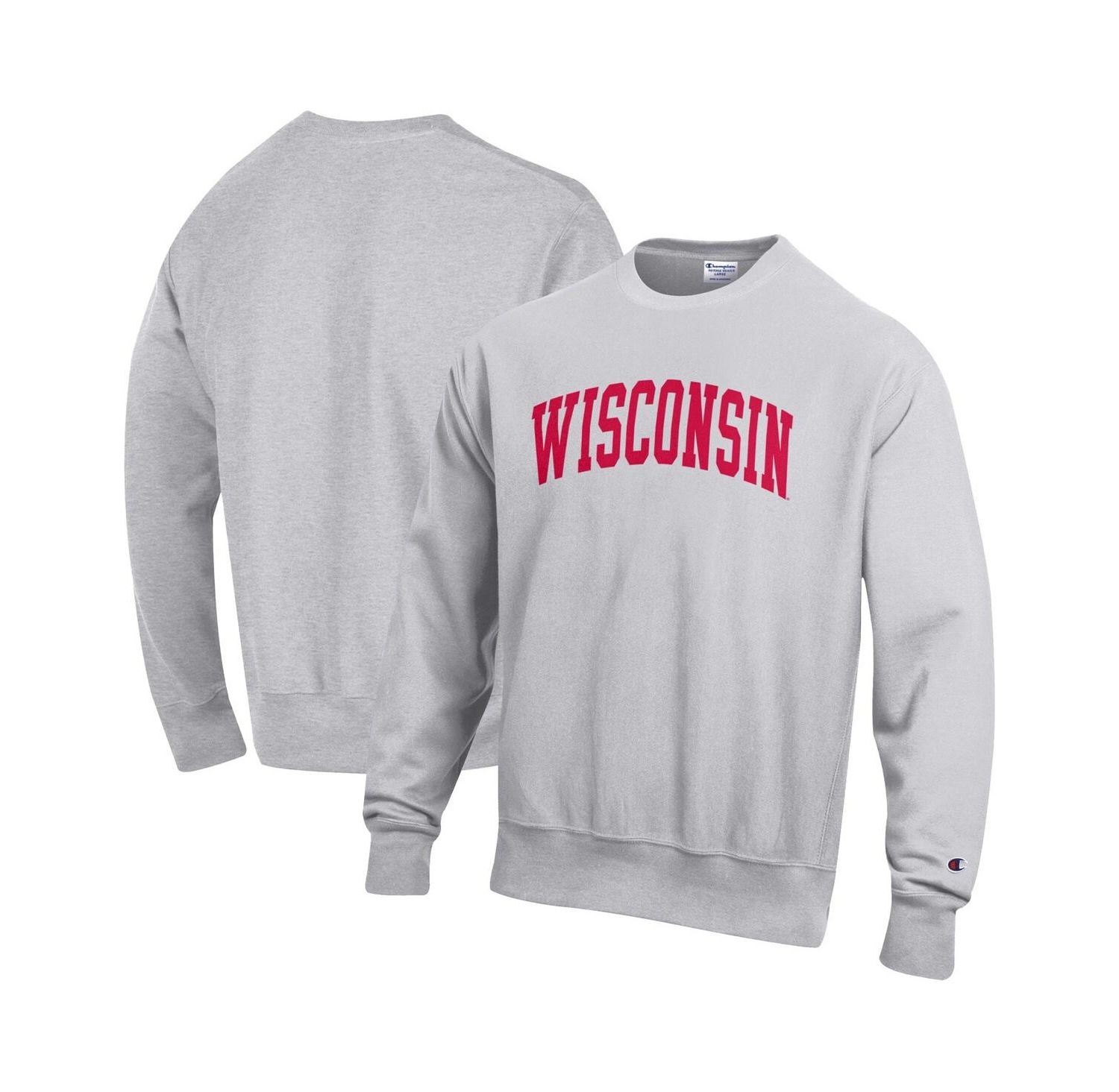 Men's Gray Wisconsin Badgers Reverse Weave Fleece Sweatshirt
