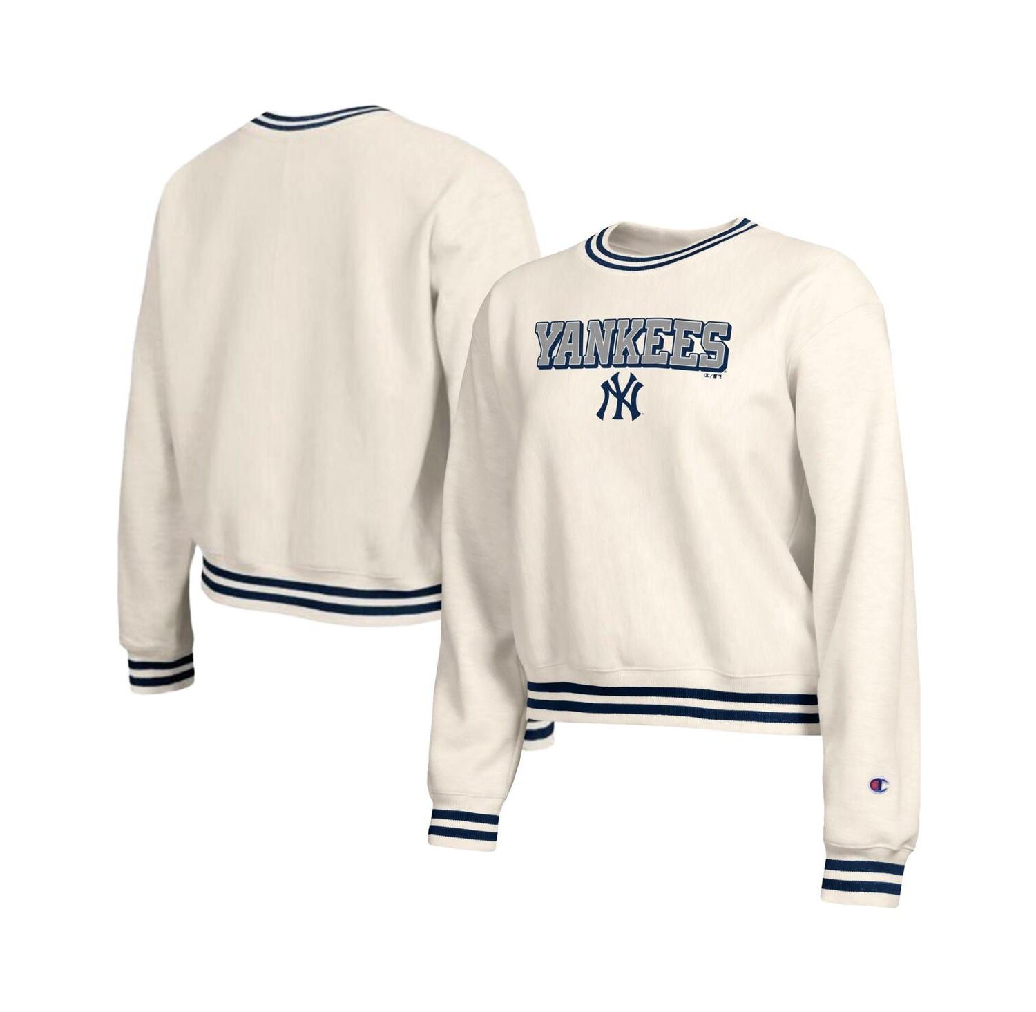 Women's Cream New York Yankees Reverse Weave Sweatshirt