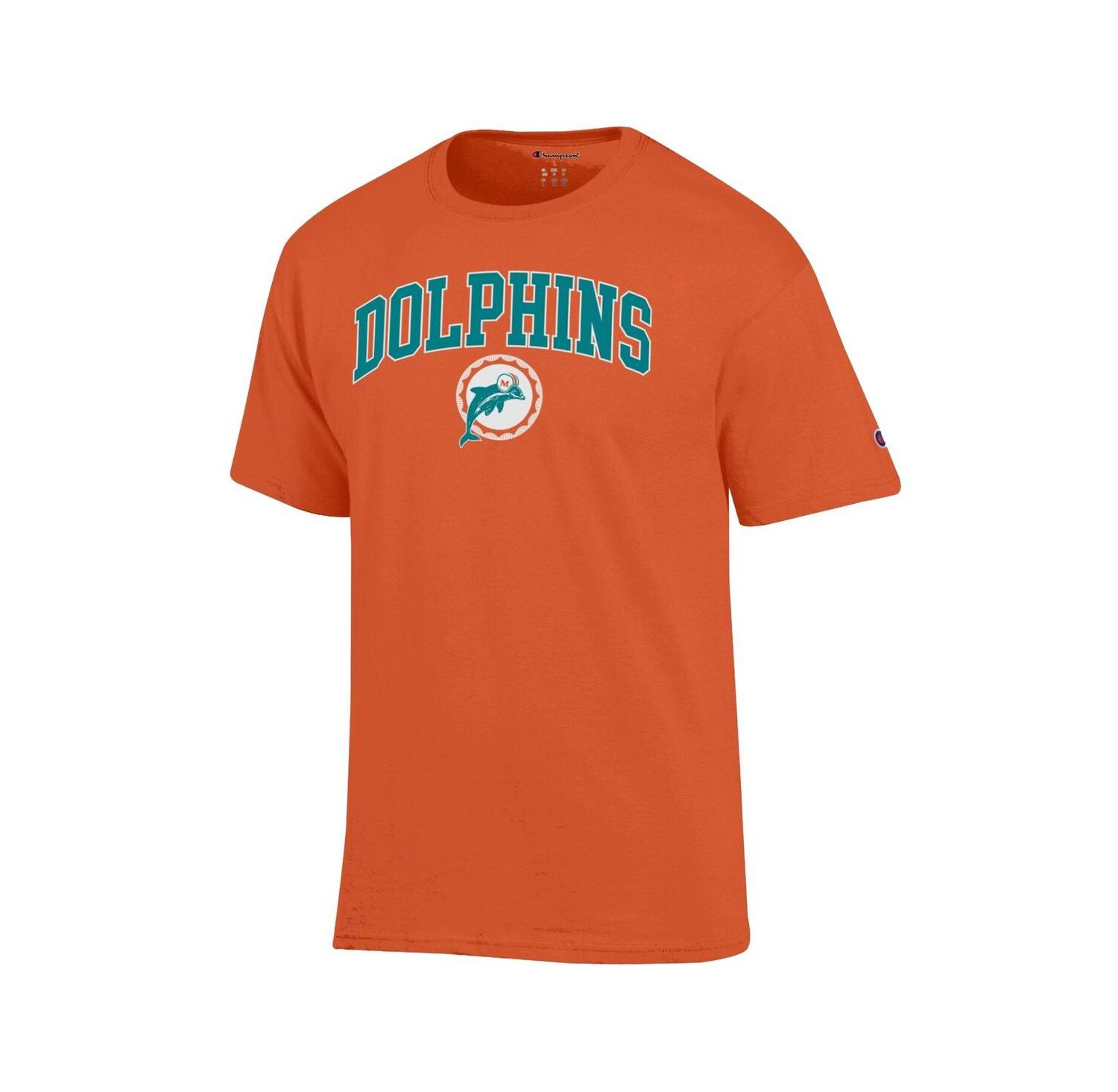 Men's Orange Miami Dolphins Arch Over Logo T-Shirt