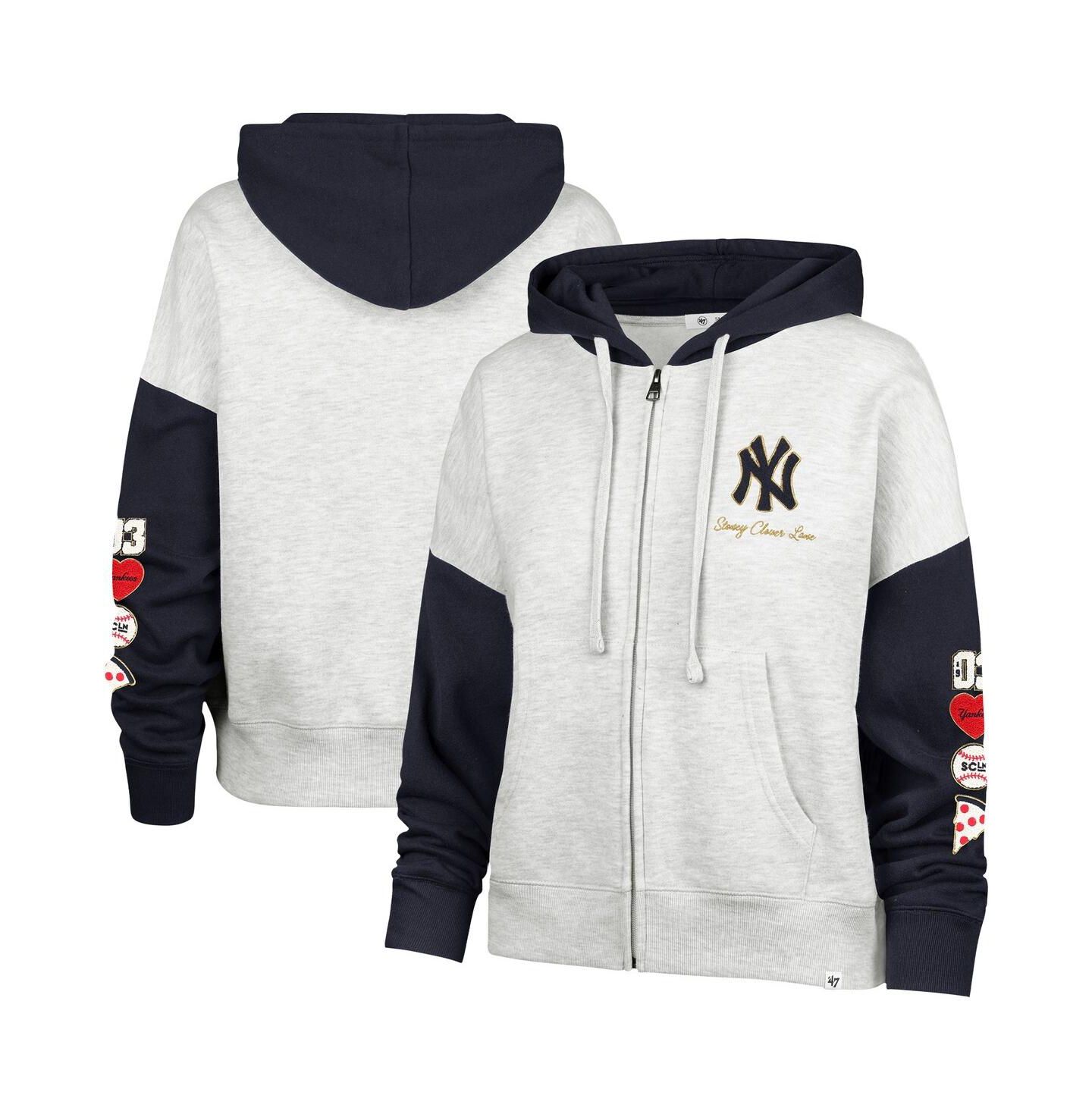 Женское худи '47 Brand Stoney Clover Lane X Heather Gray/Navy New York Yankees Color Block Full-Zip — фото 1