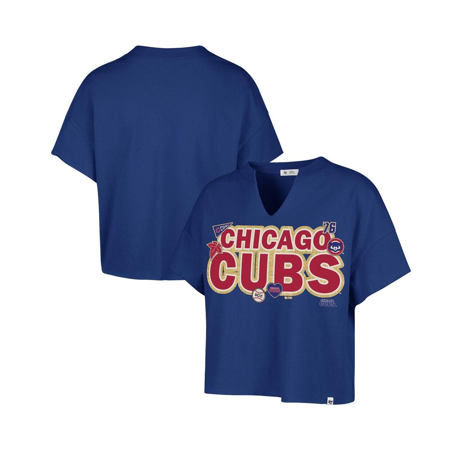 Stoney Clover Lane X Women's Royal Chicago Cubs Oversized Notch Neck T-Shirt