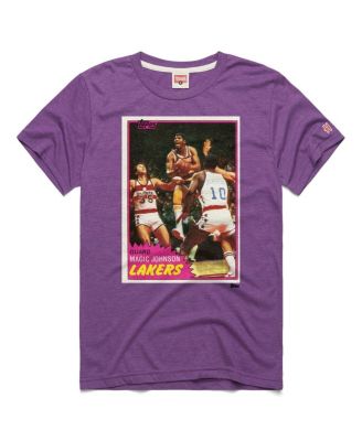 Men's and Women's Magic Johnson Purple Los Angeles Lakers Topps Trading Card Player Tri-Blend T-Shirt
