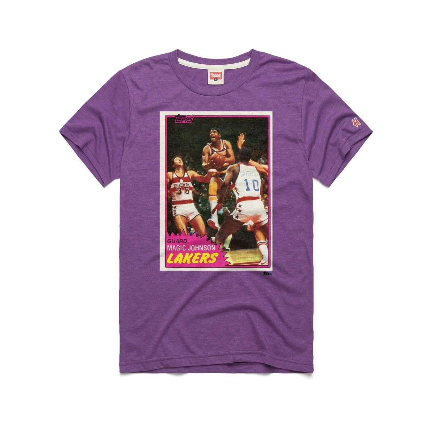 Men's and Women's Magic Johnson Purple Los Angeles Lakers Topps Trading Card Player Tri-Blend T-Shirt