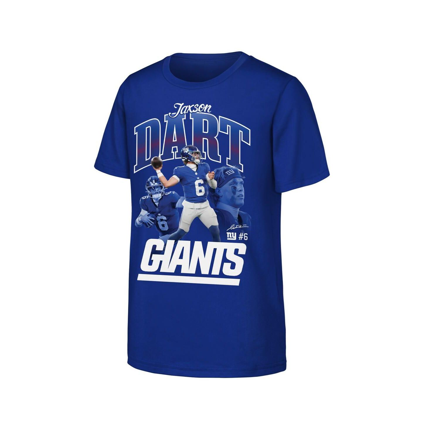Детская футболка Outerstuff Jaxson Dart Royal New York Giants Triple Pic — фото 1
