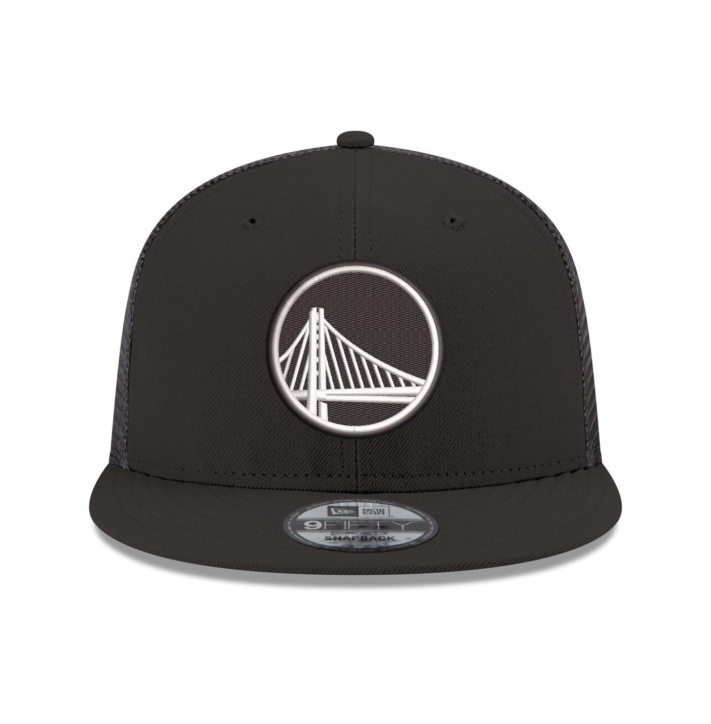 Мужская кепка New Era Black Golden State Warriors Core Logo Meshback 9FIFTY Snapback Hat — фото 2