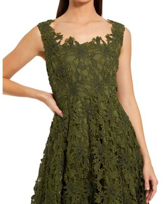 knee length dresses for ladies Mac Duggal 20400 A-Line Midi Dress with Lace & Beading – Mydressline