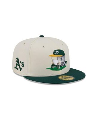 Men's Cream/Green Athletics Bullpen Cart 59FIFTY Fitted Hat