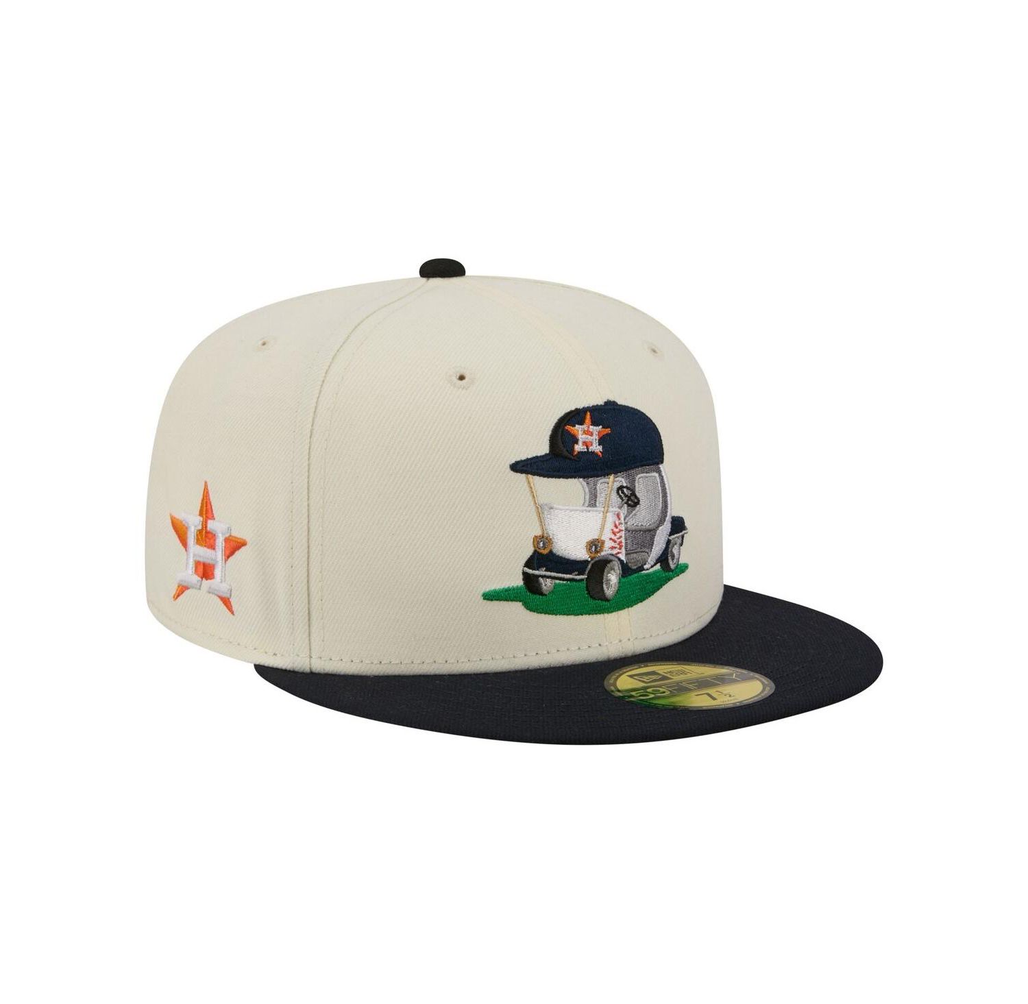 Men's Cream/Navy Houston Astros Bullpen Cart 59FIFTY Fitted Hat