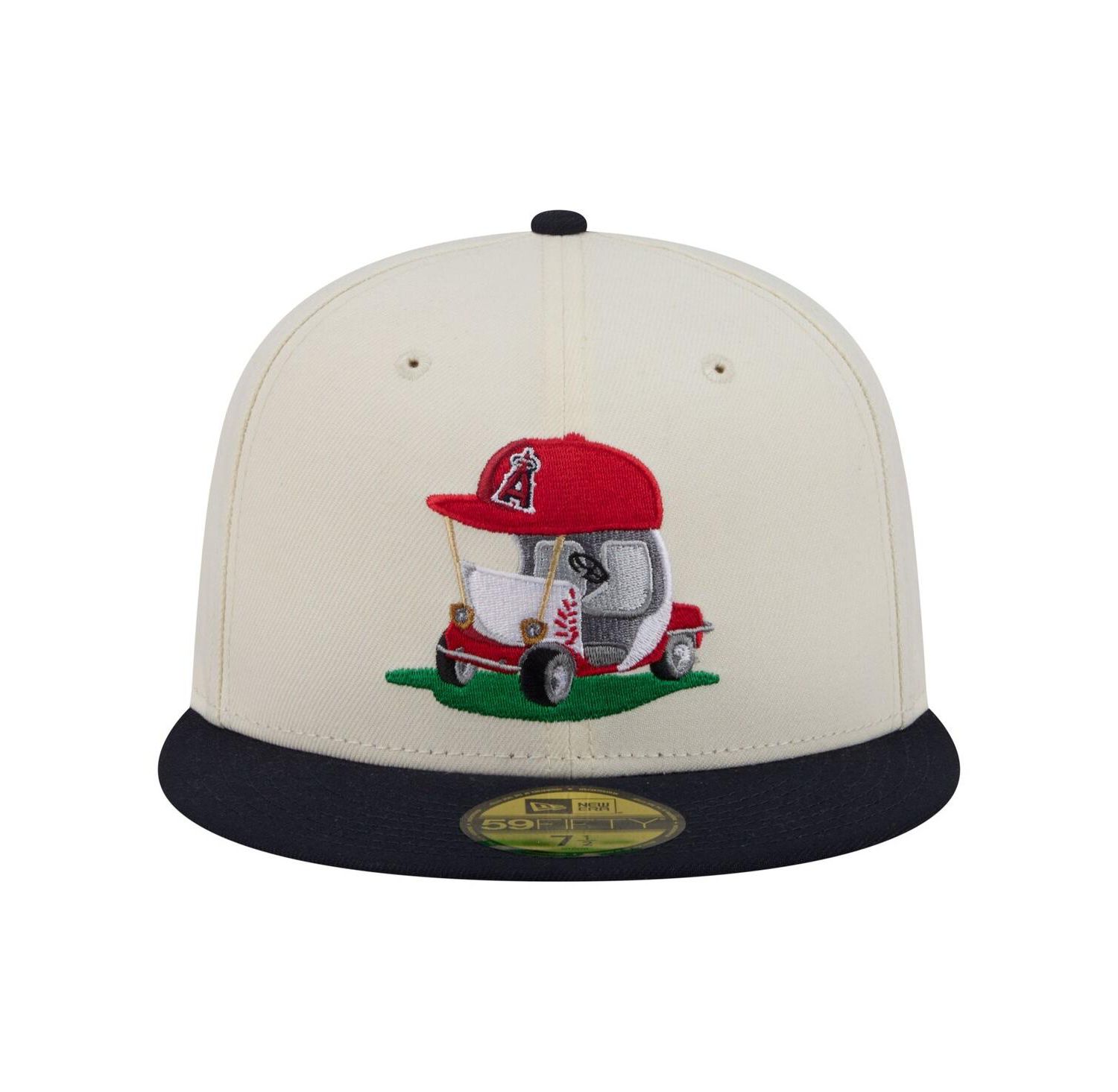 Men's Cream/Navy Los Angeles Angels Bullpen Cart 59FIFTY Fitted Hat
