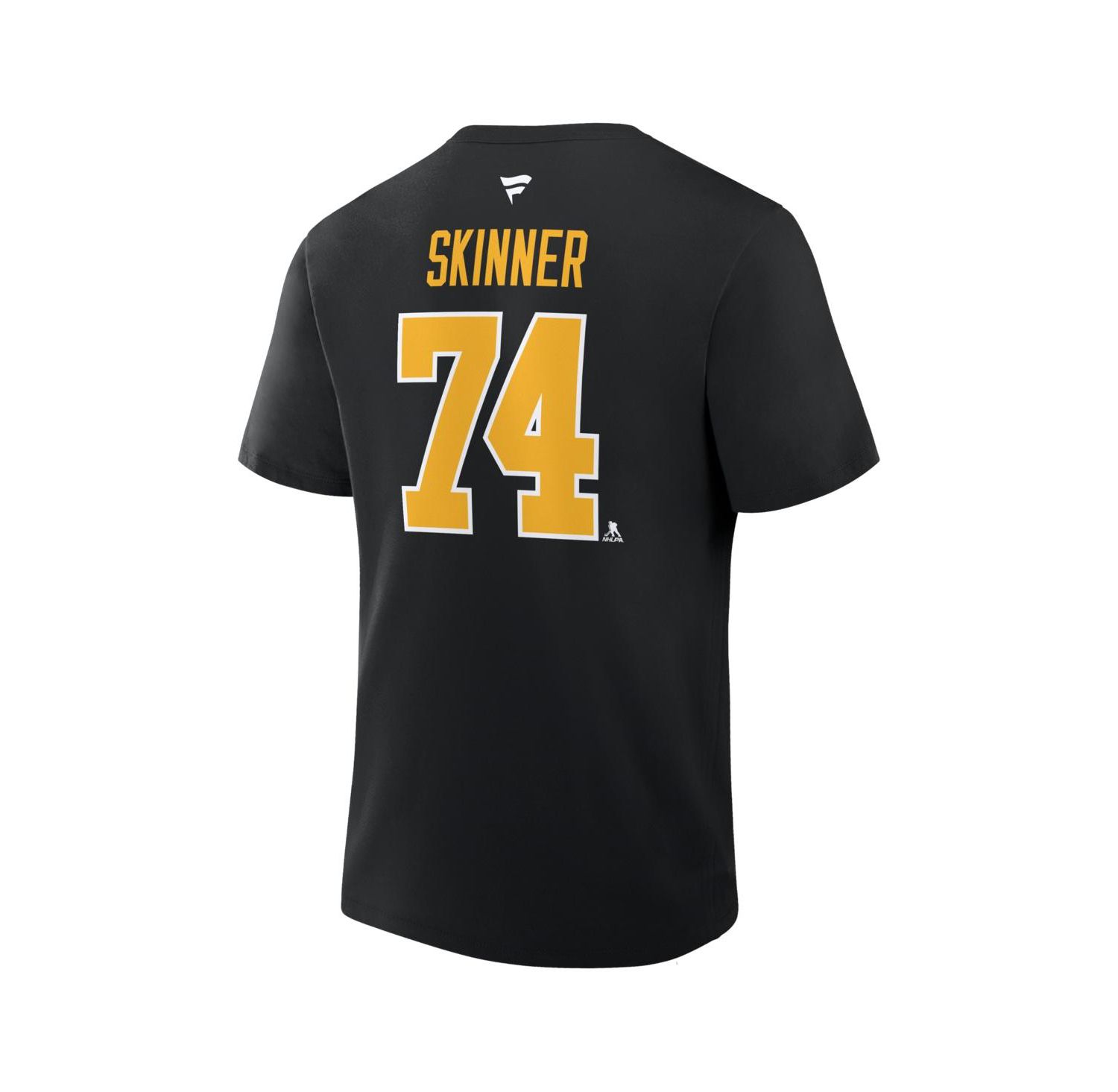 Men's Stuart Skinner Black Pittsburgh Penguins Authentic Stack Name & Number T-Shirt