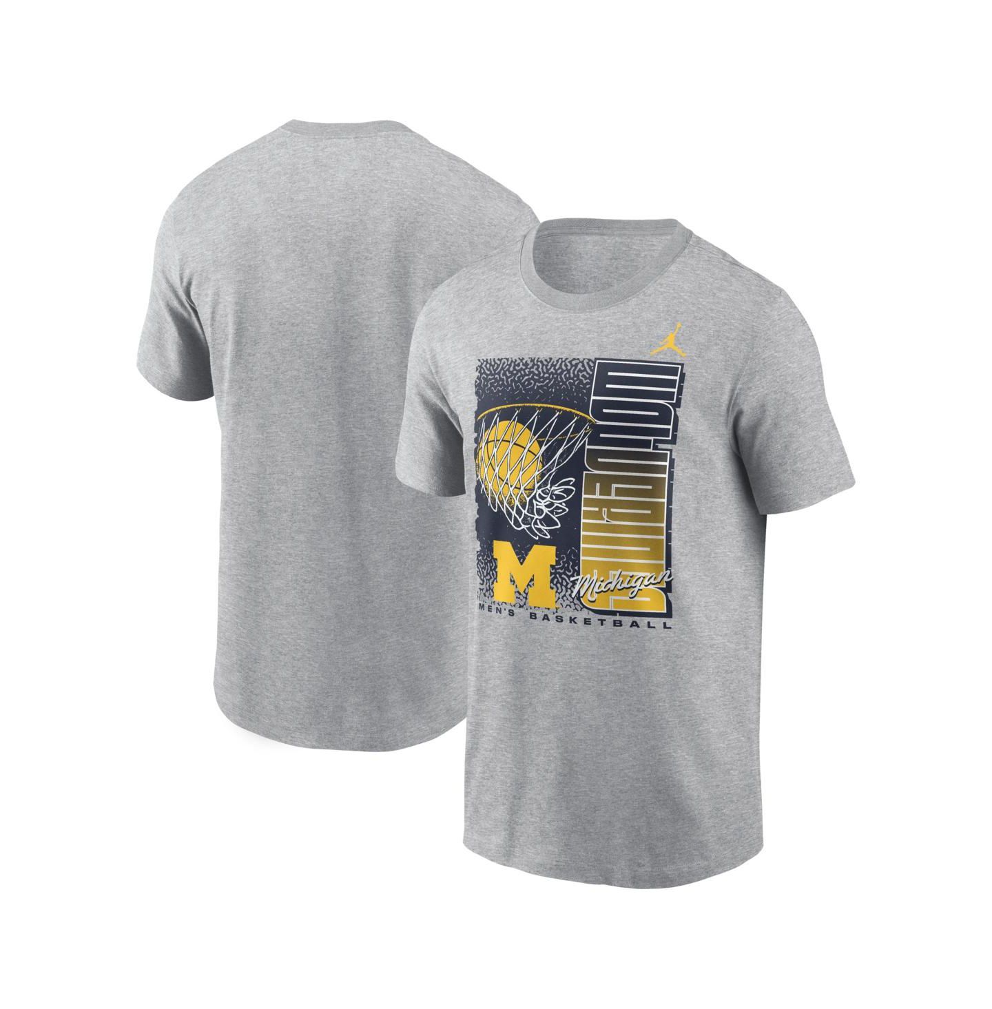 Мужская футболка Jordan Heather Gray Michigan Wolverines Basketball Refresh — фото 1