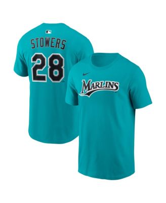 Men's Kyle Stowers Teal Miami Marlins Alternate Name & Number T-Shirt