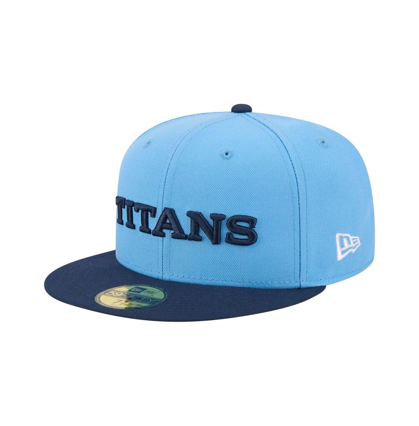 Мужская кепка New Era Light Blue/Navy Tennessee Titans Wordmark 59FIFTY Fitted Hat — фото 1