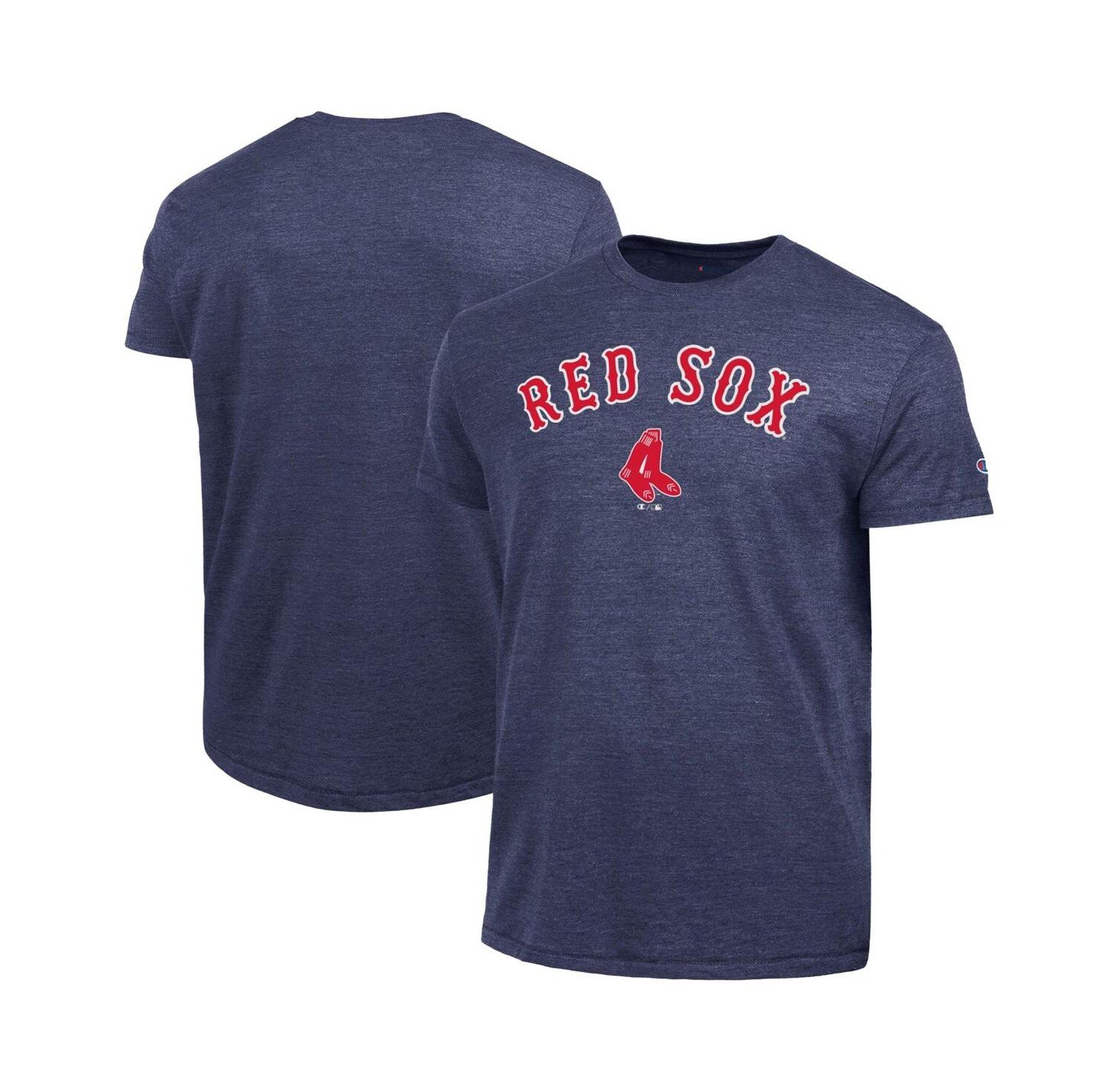 Men's Navy Boston Red Sox Cooperstown Wordmark Lockup Tri-Blend T-Shirt