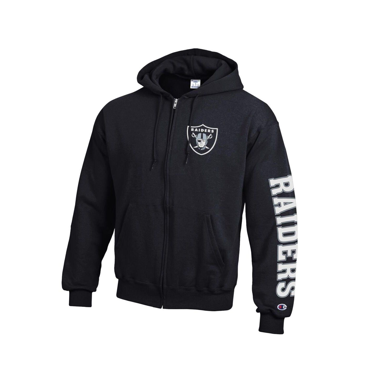 Мужское худи Champion Black Las Vegas Raiders Powerblend Fleece Full-Zip — фото 2