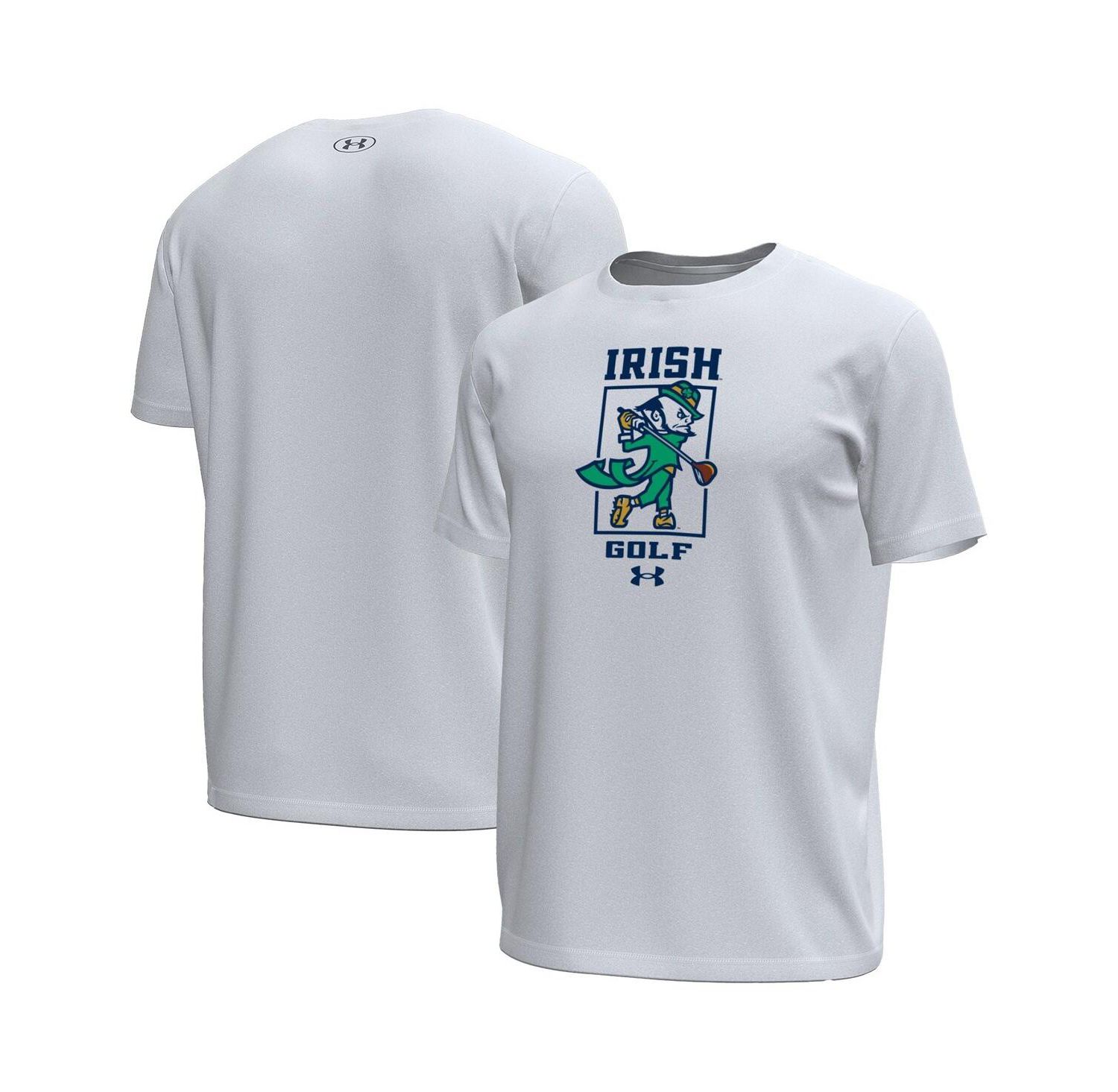 Men's White Notre Dame Fighting Irish Golf Leprechaun Tech Stretch T-Shirt