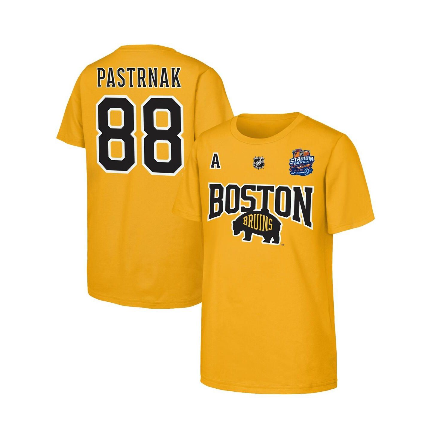 Детская футболка Fanatics David Pastrnak Gold Boston Bruins Alternate Captain 2026 Stadium Series — фото 1
